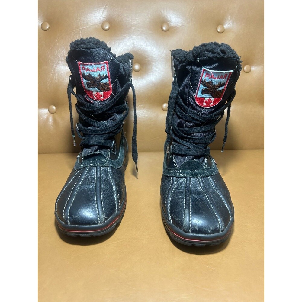 Pajar Canada Snow Boots Mens US 11-11.5 Black Leather Moose Grip Low Waterproof‎